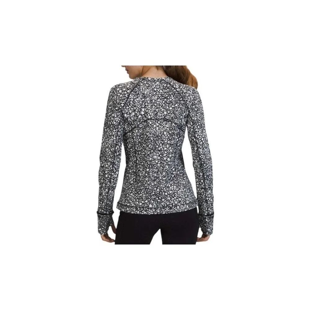 Lululemon Its Rulu Run Long Sleeve Top Size 10 Venture Floral Alpine White Black